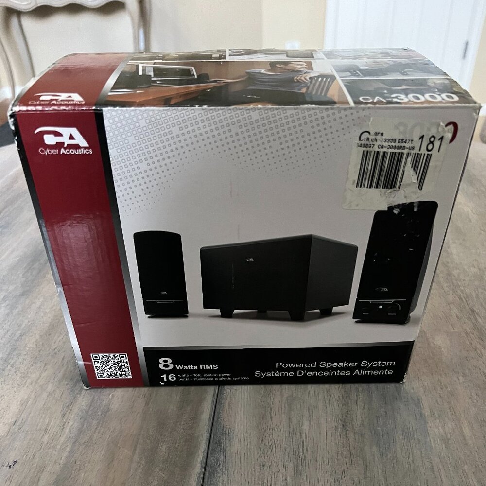 CYBER ACOUSTICS CA-3000 POWERED SPEAKER System 16 Watts EUC